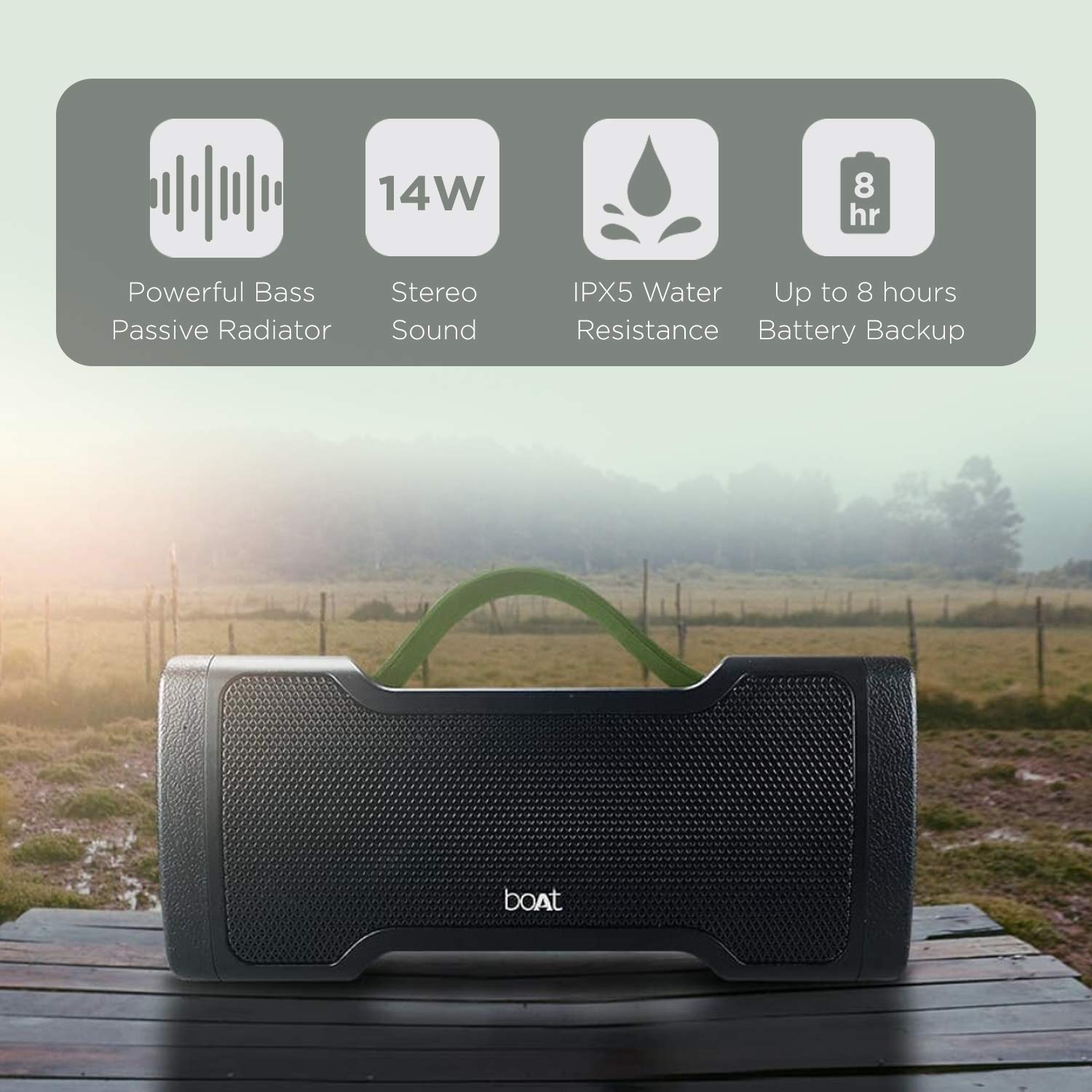 boAt Stone 1000 14W Bluetooth Speaker with 8 Hours Playback, Bluetooth v5.0 & IPX5(Black) - Image 4