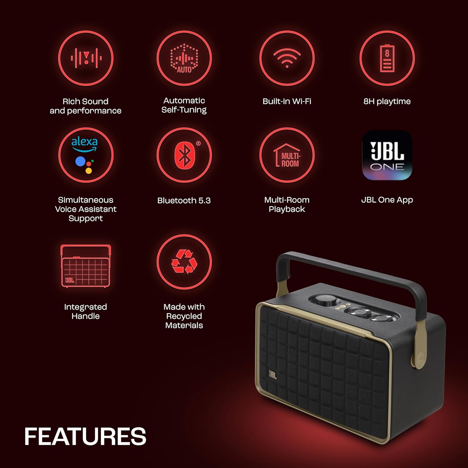 JBL Authentics 500, Dolby Atmos Smart Home Speaker Built-in WiFi and Music Streaming, - Image 3