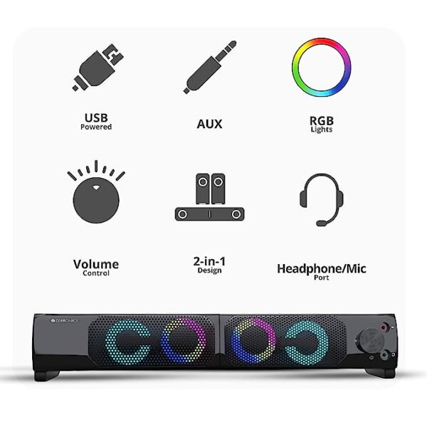 ZEBRONICS Zeb Wonderbar 10 USB Powered 2.0 Computer Speaker with RGB Lights - Image 6