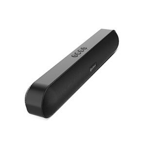 PTron Fusion Evo v3 12W Bluetooth Speaker 5.0 Mini Soundbar, 10Hrs Playback Time, Stereo Soundbar for Phone/TV/Laptop/Tablets/Projectors, Multi Modes Aux/TF Card/USB Drive & 1200mAh Battery (Black)