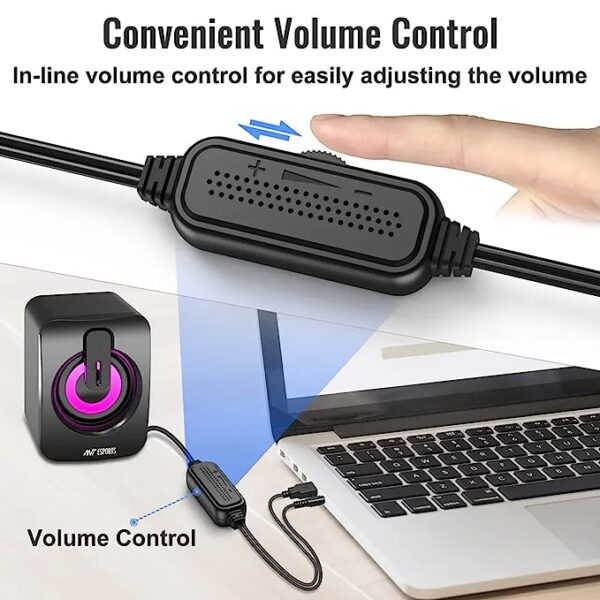 Ant Esports GS170 Gaming Speaker for PC, Stereo 2.0 USB Powered Desktop Speaker with 3.5 mm Aux-in, in-line Volume Control, RGB LED Lights Mini Multimedia Speakers for PC, Laptop, Tablet, Cellphone - Image 3