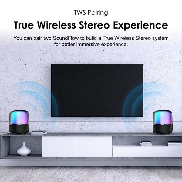 Oraimo SoundFlow 50W Wireless Bluetooth Party Speaker Powerful Sound and Monstrous Bass,360°Colorful LED Lights with 6000mAh Battery,USB/TF Card/AUX Input&Wireless Mic&TWS Pairing - Image 4