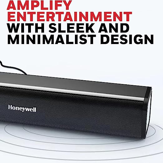 Honeywell Moxie V500 10W Portable USB Wired Soundbar, Speaker for PC, Desktop and Laptop with Volume Control and 3.5 mm AUX, 2.0 Channel, 52mmX2 Drivers, Plug &Play, 2 Yrs. Warranty, Gloss Finish - Image 3
