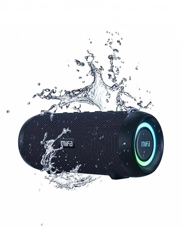 MIFA Bluetooth Speaker, A90 Portable Soundbox 60W, Wireless Speakers HD Bass Sound, IPX7 Waterproof Speaker with RGB Lights, Carrying Bag, Built-in MIC, 30H Playtime, TF Card, USB Flash Drive, Aux-in