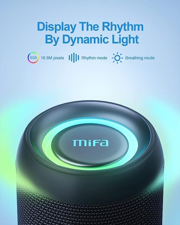MIFA Bluetooth Speaker, A90 Portable Soundbox 60W, Wireless Speakers HD Bass Sound, IPX7 Waterproof Speaker with RGB Lights, Carrying Bag, Built-in MIC, 30H Playtime, TF Card, USB Flash Drive, Aux-in - Image 4