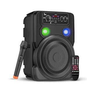 Krisons Ultima Party Speaker with RGB Lights, Trolley Bluetooth Speaker, 8-inch Woofer, Free Wireless Mic, 4 Hours Playback, RGB Lights, USB Input, TF Card, Aux Input