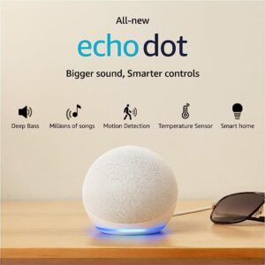 All-New Echo Dot (5th Gen, 2023 release) | Smart speaker with Bigger sound, Motion Detection, Temperature Sensor, Alexa and Bluetooth| White