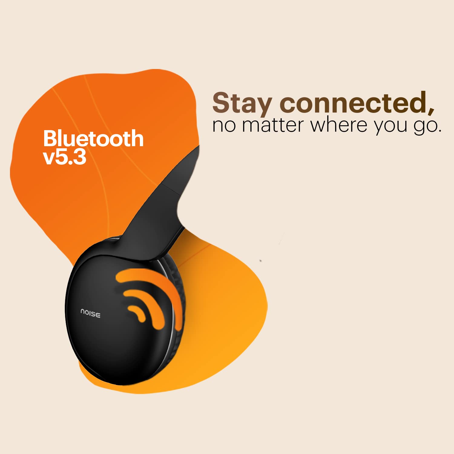 Noise Two Wireless On-Ear Headphones with 50 Hours Playtime, Low Latency(up to 40ms), 4 Play Modes, Dual Pairing, BT v5.3 (Bold Black)