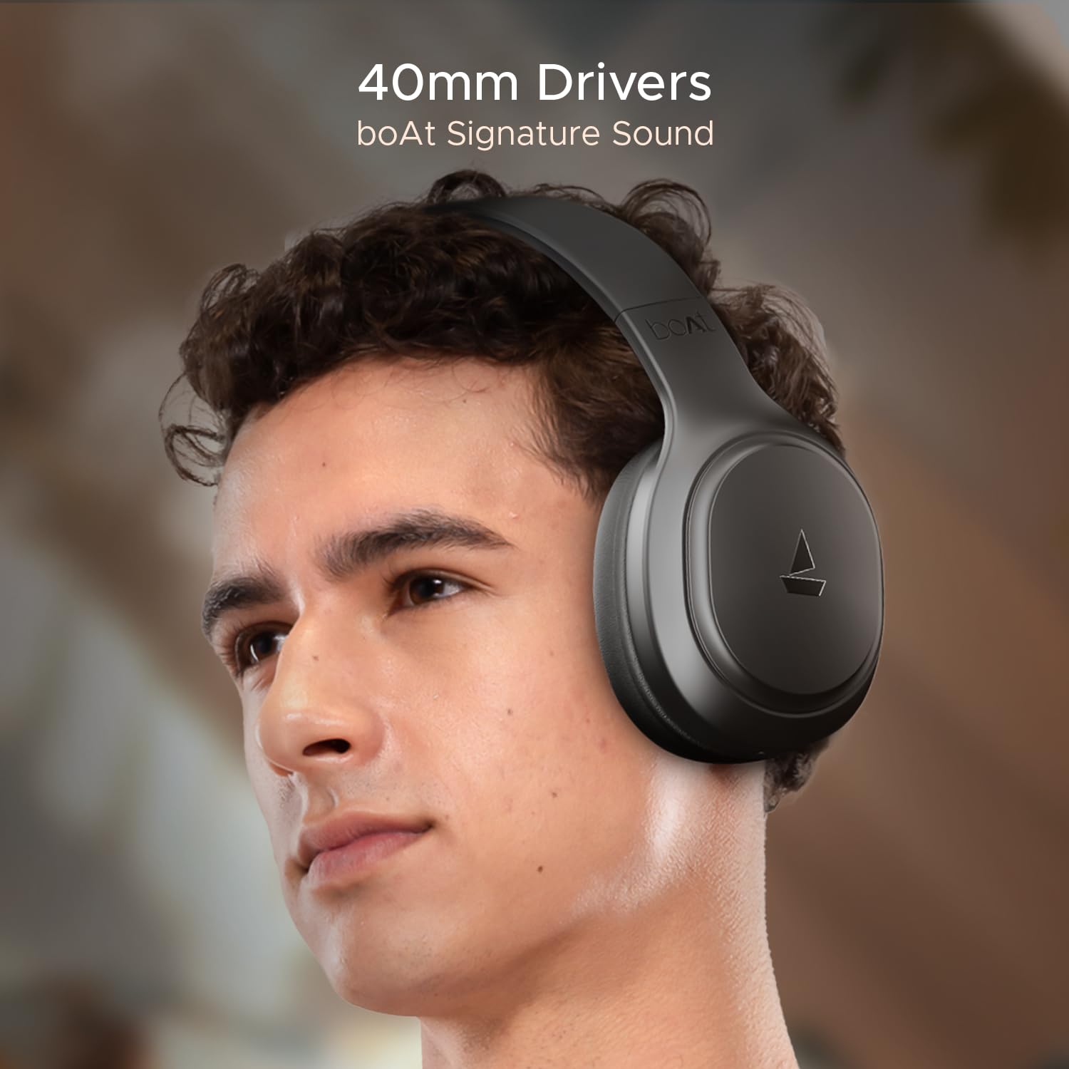 boAt Rockerz 430 w/ 40mm Drivers, Beast Mode w/ 40ms Latency, 40hrs Playback, ENx Tech, Voice Assistant, BTv5.4, Adaptive Fit & Easy Access Controls, Bluetooth Over Ear Headphones(Black Sabre)
