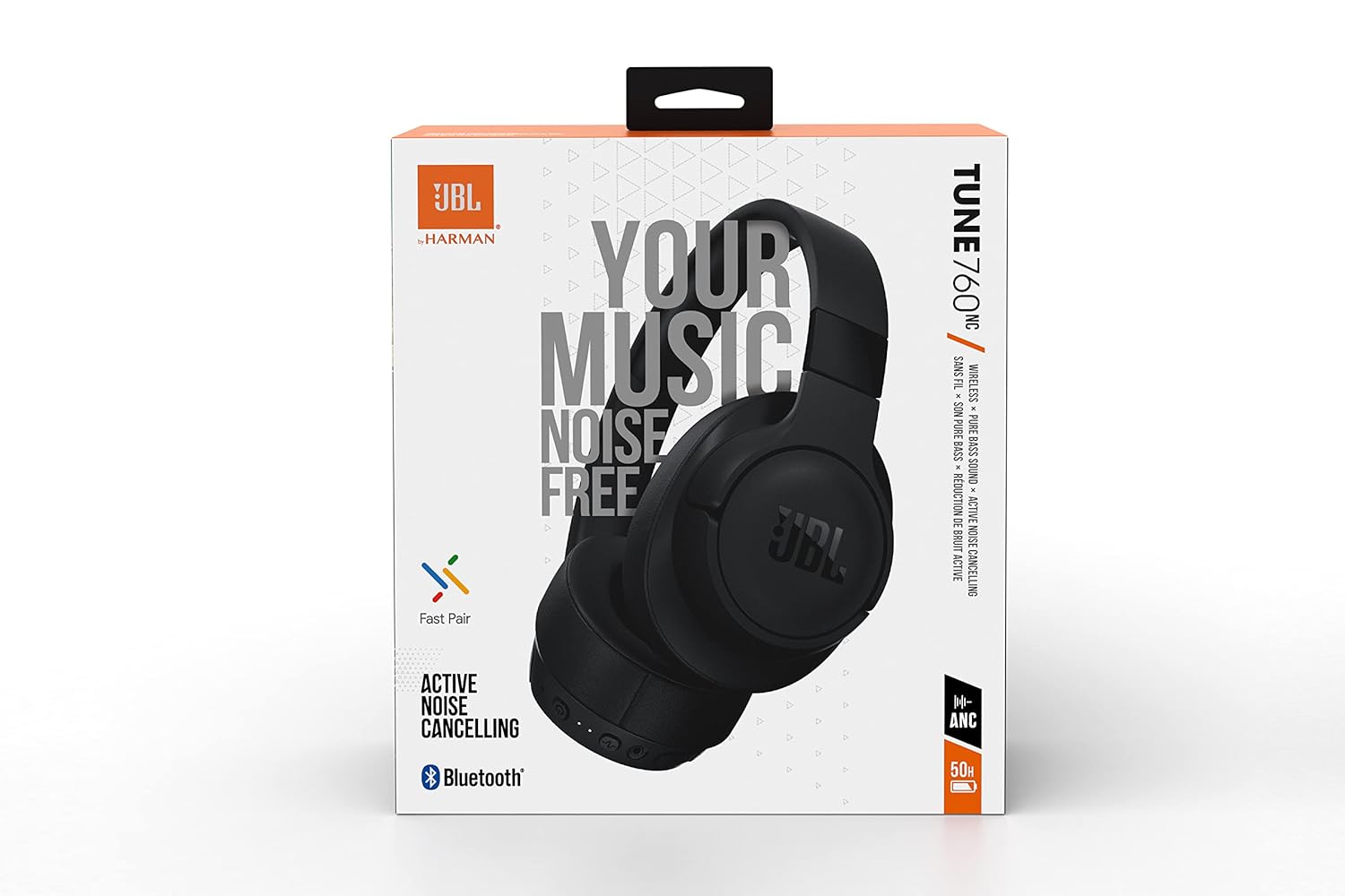 JBL Tune 760NC, Wireless Over Ear Active Noise Cancellation Headphones with Mic, Upto 50 Hours Playtime, Multi-Device Connectivity, Pure Bass, AUX & Voice Assistant Support for Mobile Phones (Black) - Image 7
