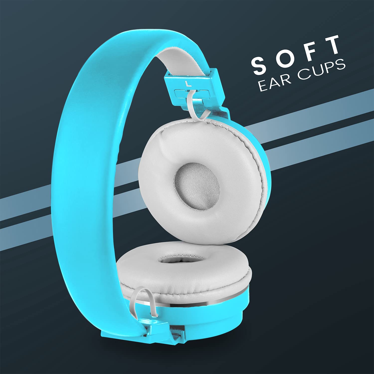 Zebronics Zeb-Storm Wired Headphone with 3.5mm Jack, Built in Microphone for Calling, 1.5 Meter Cable, Soft Ear Cushion, Adjustable Headband, Foldable Ear Cups and Lightweight Design (Blue)