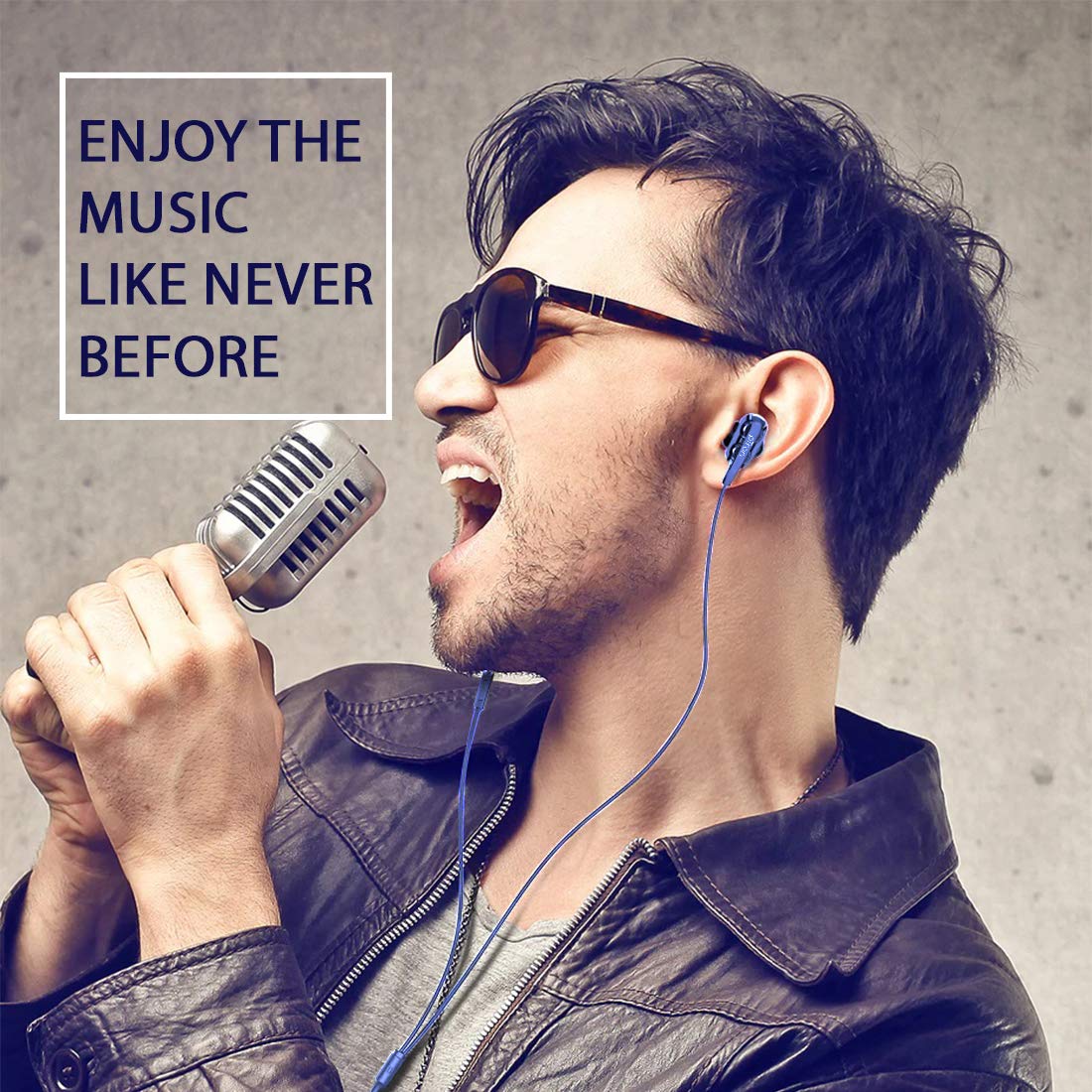 pTron Boom Ultima 4D Dual Driver, in Ear Gaming Wired Headphones with in-Line Mic, Volume Control & Passive Noise Cancelling Boom 3 Earphones - (Dark Blue) - Image 4