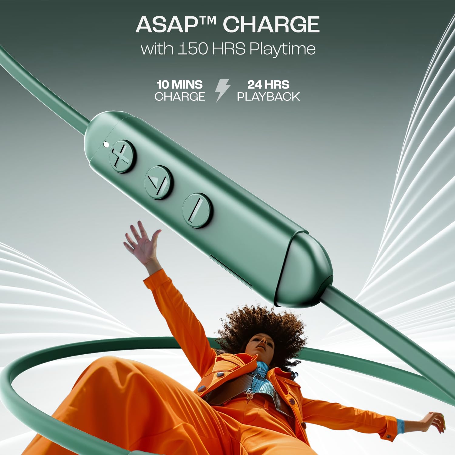 boAt Rockerz 150 Pro Bluetooth Neckband in Ear Earphones w/ 150hrs Playback, Dual EQ Modes, Crystal Bionic Sound by HiFi DSP 5, AI-ENx Technology, Dual Pairing,Beast Mode,ASAP Charge(Green)
