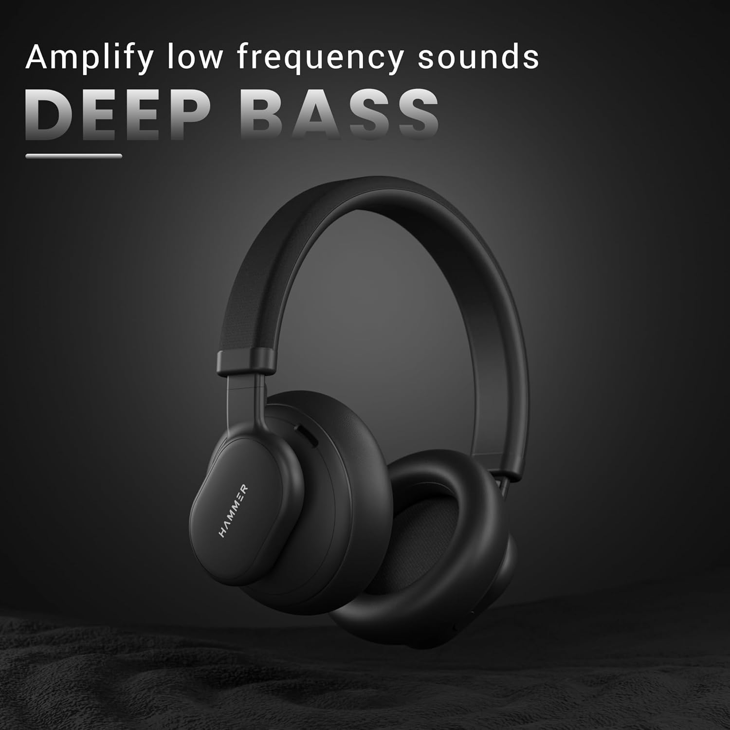 HAMMER Bash Max Over The Ear Wireless Bluetooth Headphones with Mic, Touch Control, Deep Bass, Upto 40 Hours Playtime, Bluetooth 5.3, Workout/Travel (Black) - Image 2