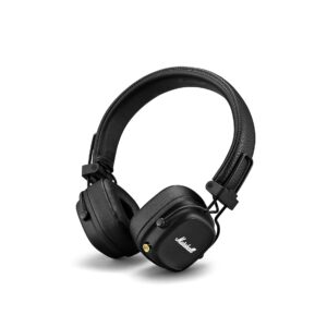 Marshall Major IV Wireless On-Ear Headphones with 80+ Hours of Playtime, Multi-Dimensional Control Knob, Wireless Charging- Black