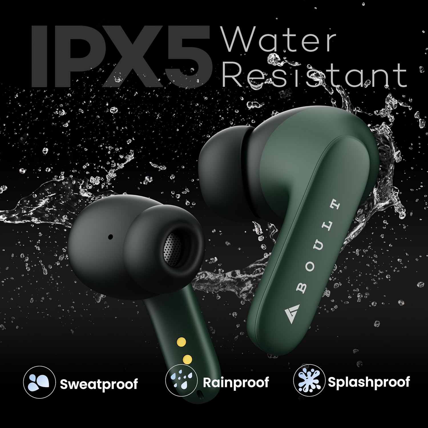 Boult Z20 Truly Wireless Bluetooth Ear Buds with 51H Playtime, Zenâ„¢ Calling ENC Mic, Made in India, Low Latency Gaming, Touch Controls, Rich Bass Drivers, TWS Earbuds Bluetooth Wireless (Pine Green) - Image 6