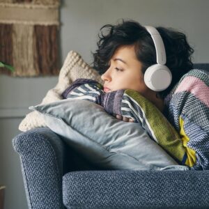 Sony WH-CH520 Wireless Bluetooth Headphones with Mic, Up to 50Hrs Battery, Quick Charge, DSEE Upscale, Multipoint Connectivity, Voice Assistant, Customized EQ-White