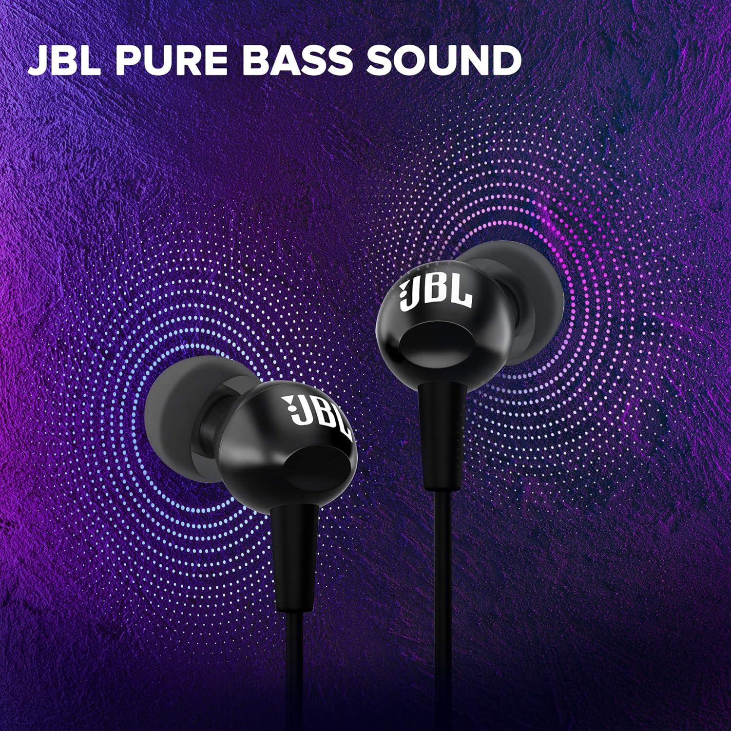 JBL C100SI Wired In aEar Headphones with Mic, JBL Pure Bass Sound, One Button Multi-function Remote, Premium Metallic Finish, Angled Buds for Comfort fit (Black) - Image 3
